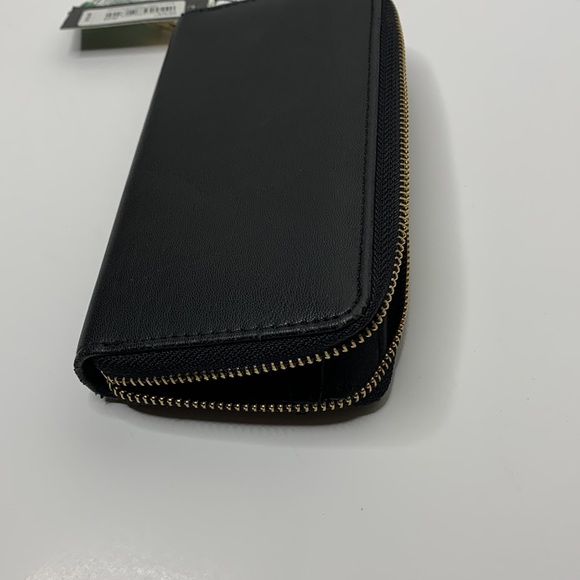 Badgley Mischka | Black Vegan Gold Studded Zipper Wallet | Clutch | Card Holder - Picture 8 of 10